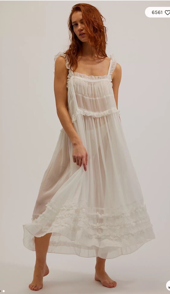 Прозрачное миди-платье-комбинация Free People с оборками в фазе Луны M