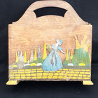 Vintage wood magazine holder / rack shabby chic distressed crinoline lady 
