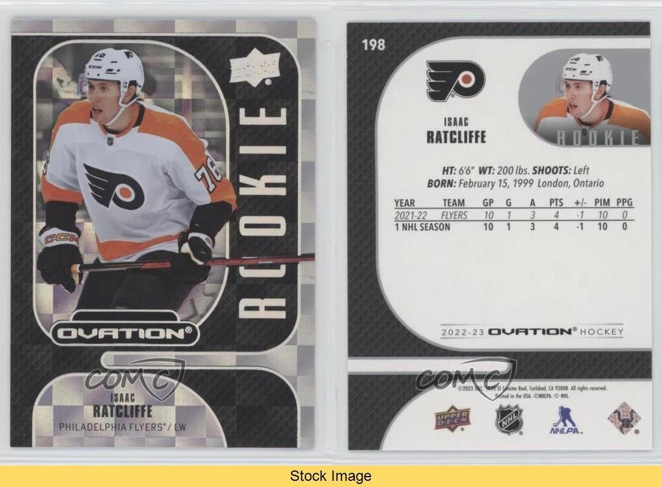 2022 Upper Deck Ovation Rookies Checkerboard Isaac Ratcliffe #198 Rookie RC READ - Image 3 of 3