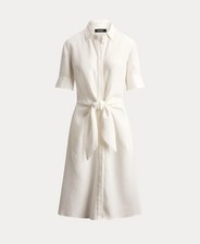 Lauren Ralph Lauren | Tie Front Linen Shirtdress | White | Size 4