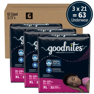 (63PC) Goodnites Girls' Nighttime Bedwetting Underwear XL Size 14-16