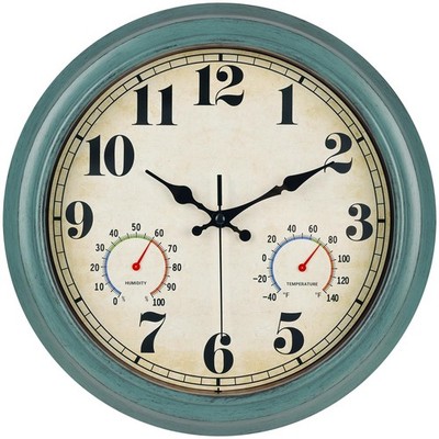 13 Inch Outdoor Clock with Thermometer and Hygrometer, Waterproof and Silent,...