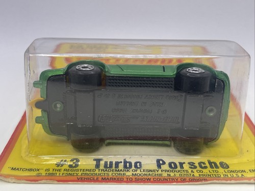 Matchbox Superfast No 3 Porsche Turbo Darker Green Gloss Black Base USA Blister - Picture 3 of 4