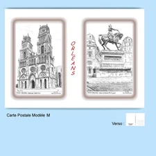 CP M 45001-007 POSTCARD 2 DRAWINGS 45 ORLEANS