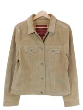 EDDIE BAUER Lederjacke Damen Jacke Gr. DE 36 wollweiß Casual-Look