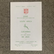 South Africa v British Lions 1962 Third Test Official Programme
