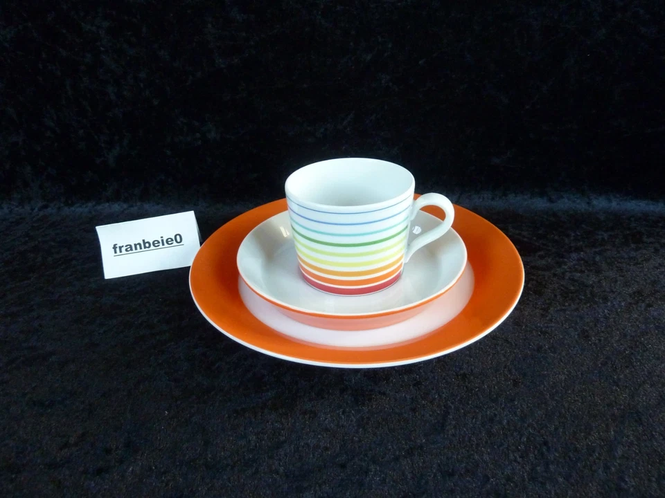 Arzberg " TRIC MULTICOLOUR ORANGE " Kaffeegedeck / 3 tlg.