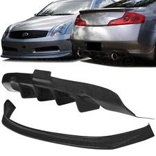 [SASA] 2x Combo for 03-06 G35 2dr Coupe Front + Rear Bumper Lip Diffuser