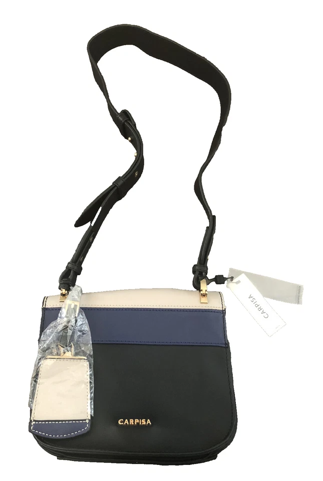 CARPISA-NWT-женская черная/электрическая синяя/серая сумочка из искусственной кожи с золотым акцентом - Изображение 3 из 4