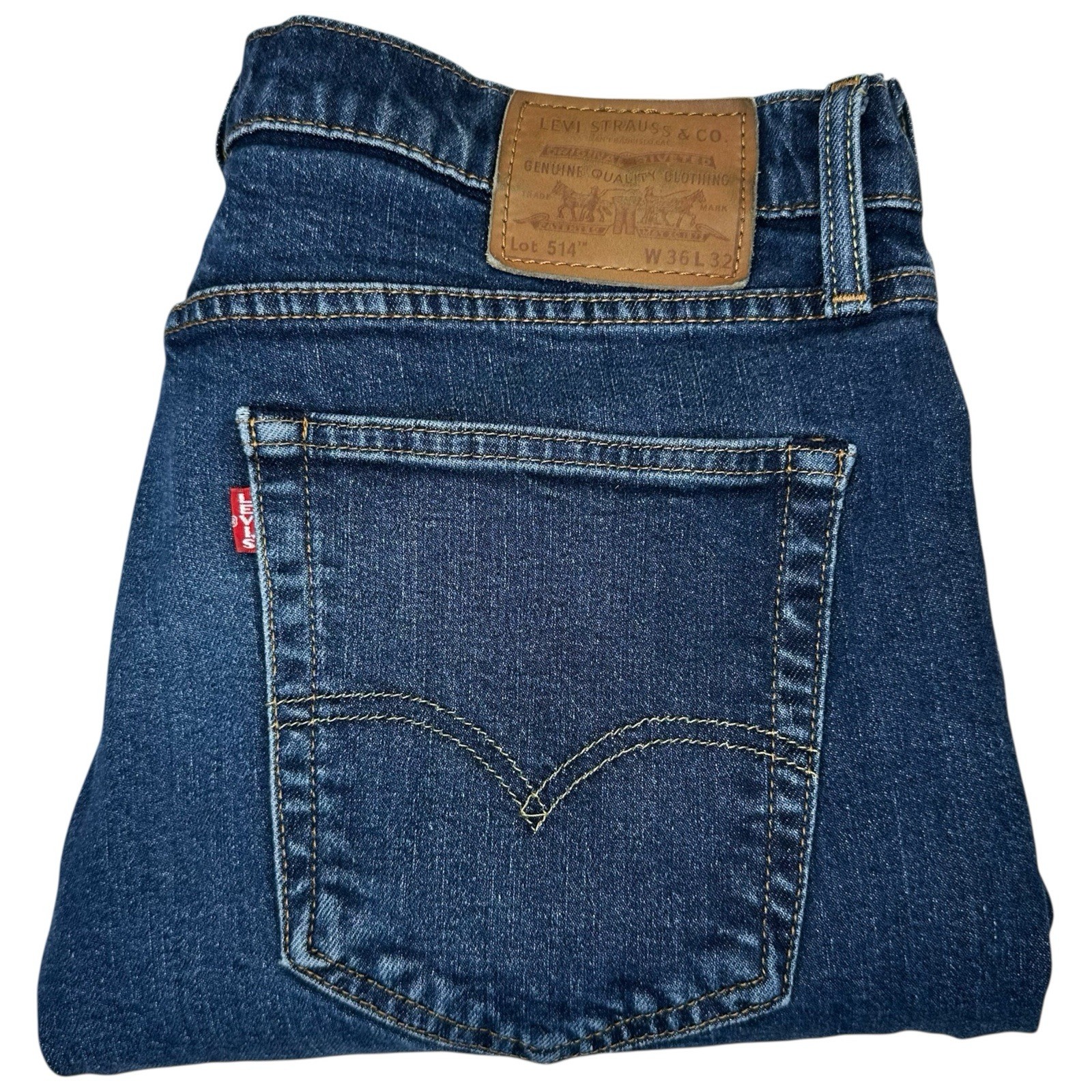 Levi's 514 Premium BIG E Straight Fit Blue Denim Jeans Mens 36x32 (Fits 36x30)