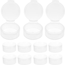 10Pcs Small Pill Case Clear round Plastic Storage Containers Pill Box Earplug St
