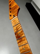 Stainless steel 22fret Roasted Flame Maple Electric Guitar Neck Satin