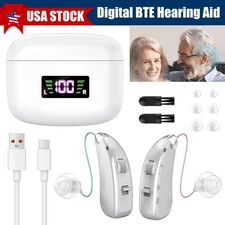 BTE Rechargeable Digital Hearing Aid - Severe Hearing Loss with Charging Case