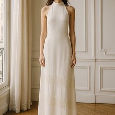 Jovani Elegant White Halter Gown Size 14
