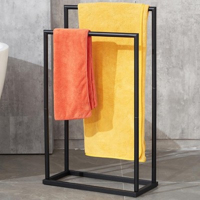 Standing Towel Rack, 2 Tier Towel Racks for Bathroom with Storage Shelves, Mo...
