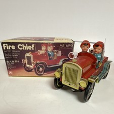 Vintage Tin Fire Chief Battery Operated Toy Vehicle with Box