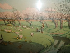 Orig. Trabajo con gente de pollo y pers. de HR von Volkmann (1860-1927)