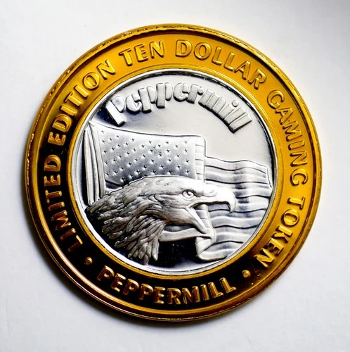 $10 Peppermill Reno NV Gaming Token .999 Silver Eagle Flag