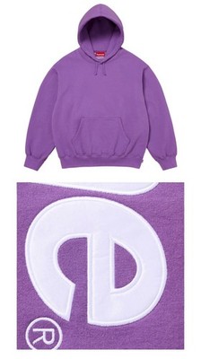 🔥Supreme Satin Appliqué Hooded Sweatshirt| Violet| LARGE| FW25