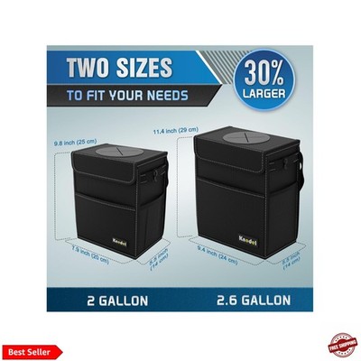 2 Gallon Black Leak-Proof Waterproof Car Trash Can with Lid