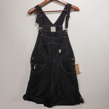 Joujou Raime Cotton Pure And Natural Black Overall Shorts Womens Large VTG 90s