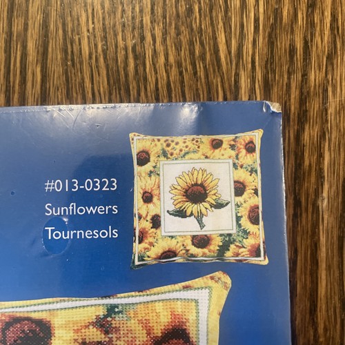 Sunflowers Counted Cross Stitch Kit Janlynn Pillow Picture 12”x12” New - Picture 2 of 5