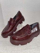 Franco Sarto Ream platform loafers burgundy patent leather Size 6.5M Item 31