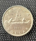 1957, Canada, 1 Dollar Silver Coin, 80%, Queen Elizabeth, Estate Sale.
