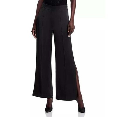 Elie Tahari Heritage Womens Black Wide Leg Side Slit Trousers Size 12 NEW