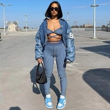 Women s s 2 Piece Bodycon Tracksuit Outfit Size Medium