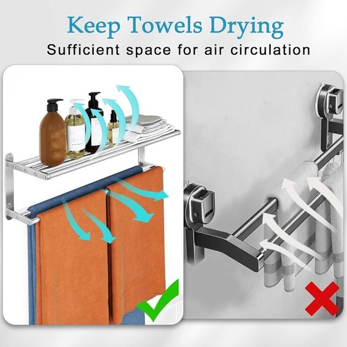2 Ebenen Wandmontage Handtuchhalter Edelstahl Badezimmer Organizer Platzsparer USA - Bild 4 von 8