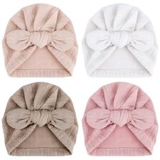 BQUBO Newborn Baby Bow 4 Pack With Bow Knot: Dusty Rose, Khaki, Coffee, White