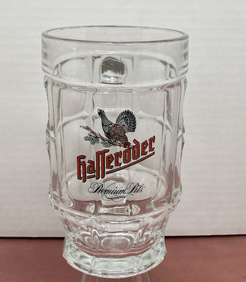 Halleroder Glass Beer Stein Germany Premium Pils 0.5L Mug Vintage