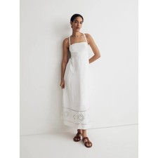 Women's Madewell Embroidered Eyelet Tie-Back Cami Midi Dress Size 14 in White