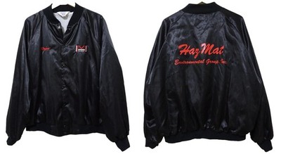 3XL Vtg 90s HazMat Oversized Skate Punk Grunge Rock Nylon Black Bomber Jacket