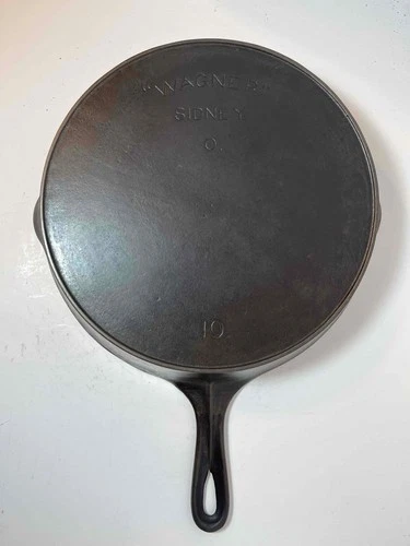 RESTORED LEVEL WAGNER ARCHED LOGO HEAT RING CAST IRON SKILLET #10 PAN READY2USE