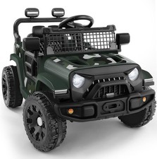 Kids 12V Ride On Truck Bluetooth Remote Olive