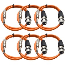 6 Pack Orange 2' XLR Female to TRS Patch Cables