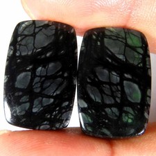 Coppia di cuscini abbinati in diaspro Picasso naturale 26,25 ct 13x20x4 mm pi...