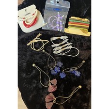 VTG 70s-80s Large Hair Tie Ponytail Holders Lot Of 22 Bead Danglers Flowers Bows