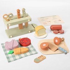 Play Set, Play Kitchen , Wooden Pretend Play Food Set Toys for Toddlers, Gift...