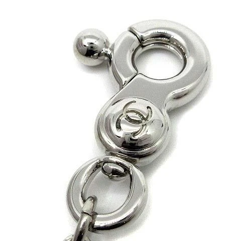 CHANEL Keychain Key Ring Coco Mark Heart White Silver Women's Total length 13cm - Picture 3 of 6