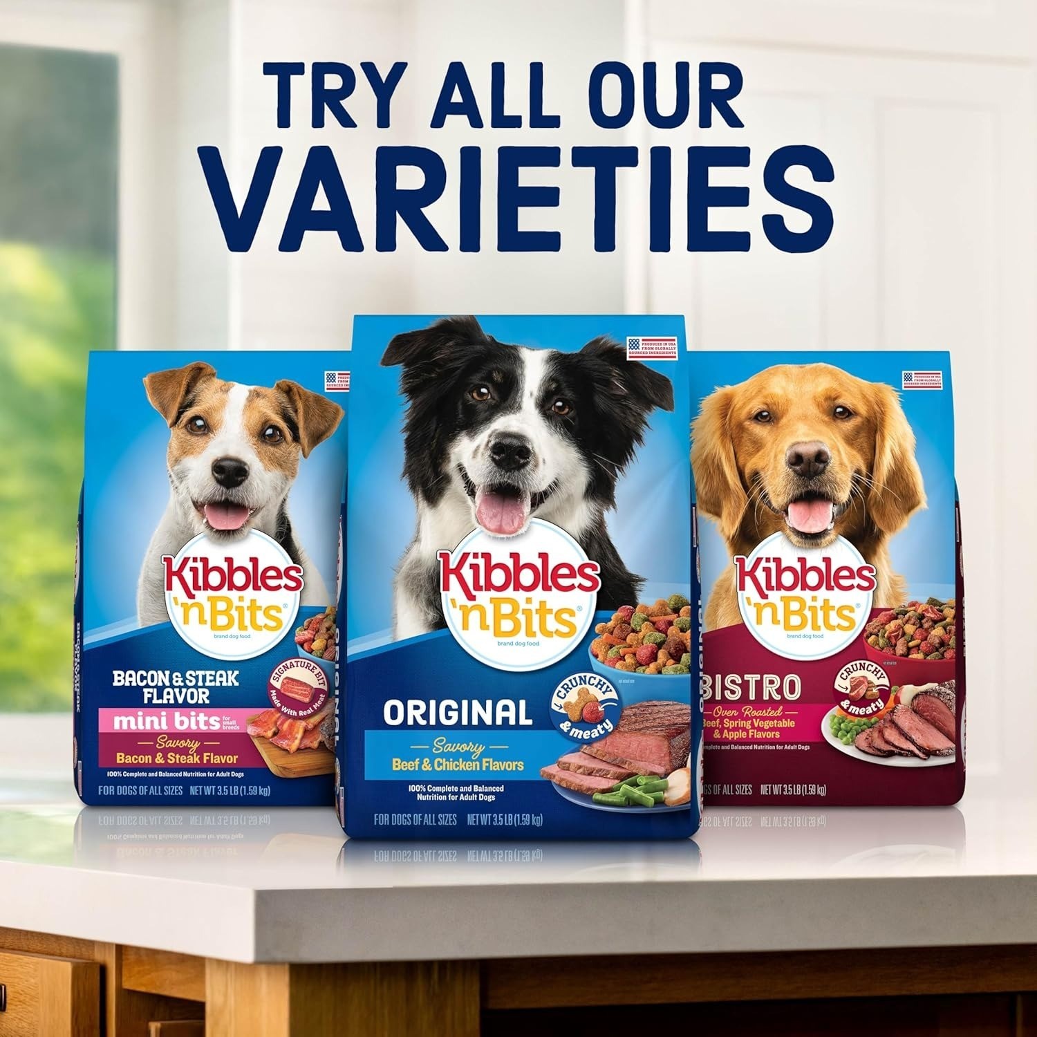 Dog food bacon&Steak Flavor Dry Dog Food,Mini Bits Small Breed Savory 3.5 lb.Bag