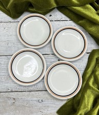 VINTAGE SET 4 BUTTER PATS BUFFALO CHINA BLACK STRIPE ORANGE BAND 🧡