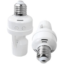 2 Pieces Motion Sensor Light Socket Smart Screw in Light Bulb Outlet Compatib...