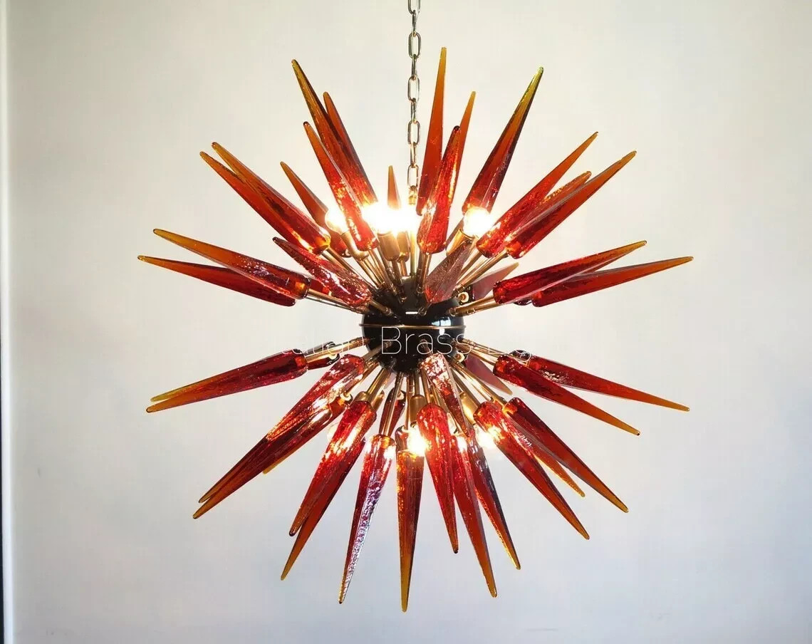 Mid Century Murano Glass Acrylic Sputnik Italian Ceiling Lig
