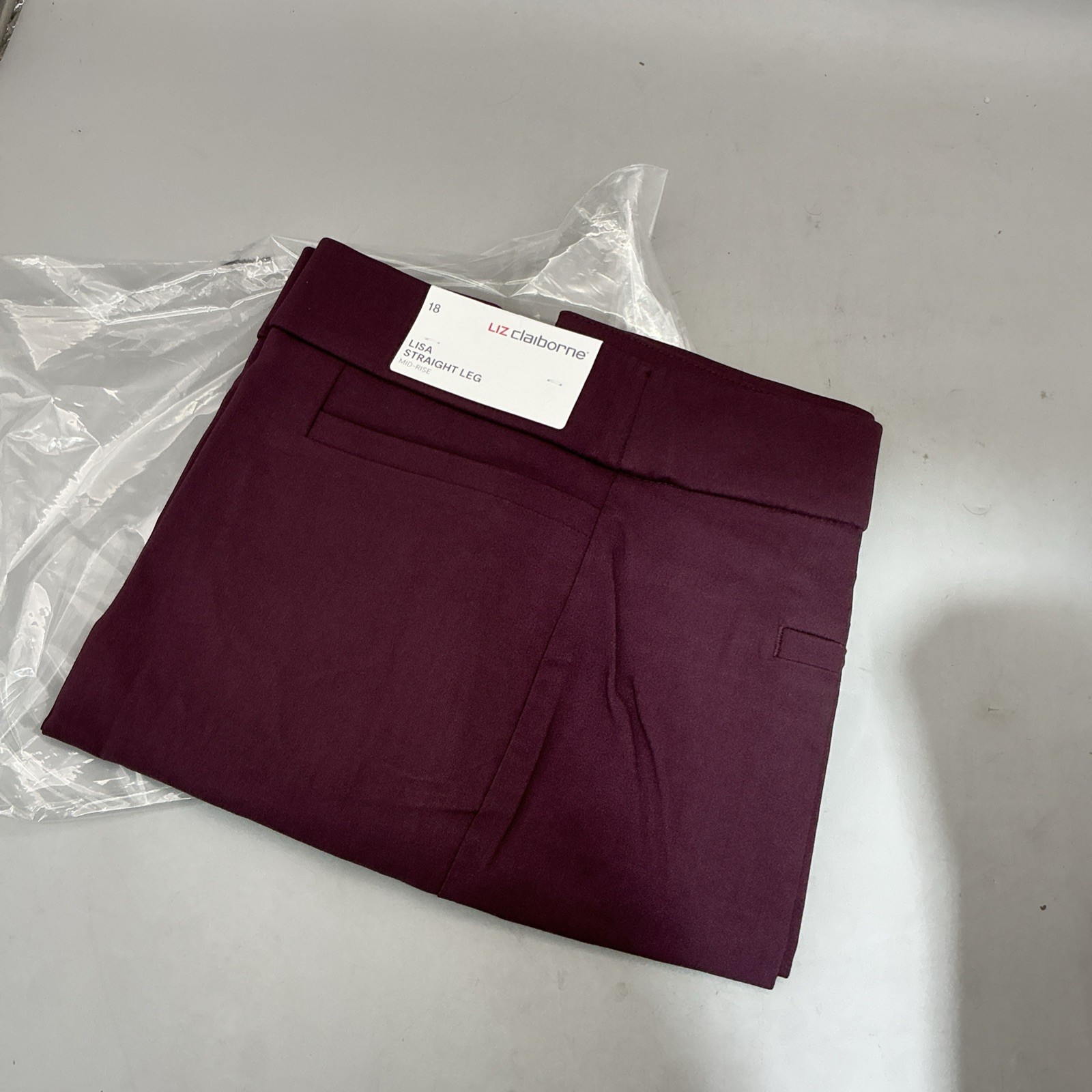 New Liz Claiborne Womens Lisa Straight Leg Mid-Rise Pull On Pants Size Size 18