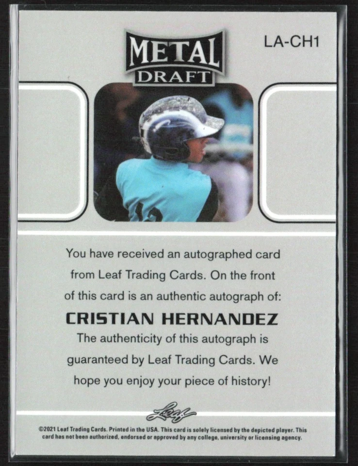 Cristian Hernandez 2021 Leaf Metal Draft 1990 Mojo Auto #LA-CH1 - Image 2 of 2