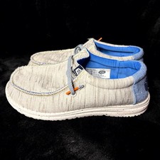 Hey Dude Wally Jersey 40217-007 Youth US J3 Casual Shoes Light Gray Sneakers