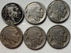 buffalo nickels lot Of Six 1913, 1917, 1918, 1919, 1921, 1923